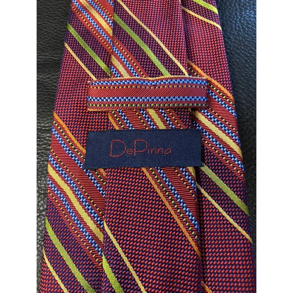 De Dinno Red Stripe Tie Classic Lawyer Interview Christmas Valentine Silk/Cotton